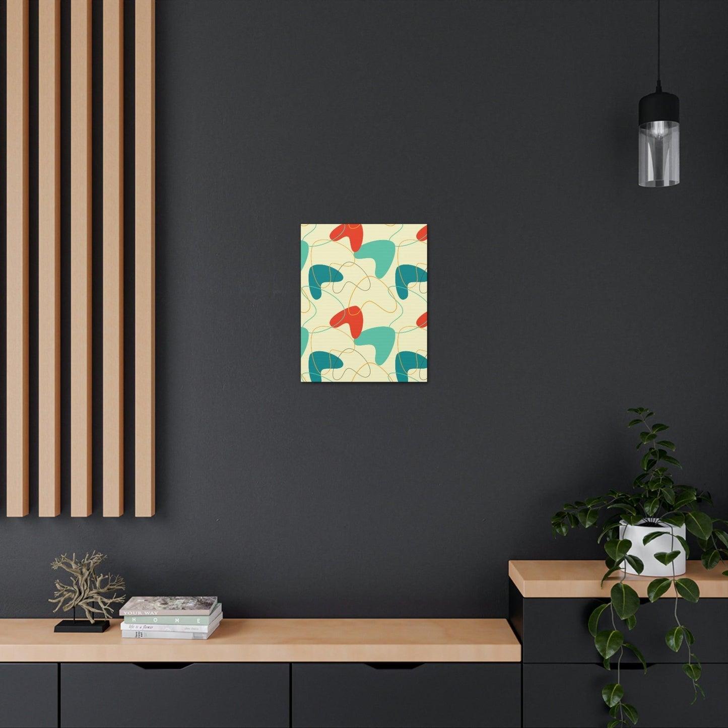 Retro 50s Atomic Boomerang Mid Century Mod, Canvas Gallery Wrap Wall Art | lovevisionkarma.com