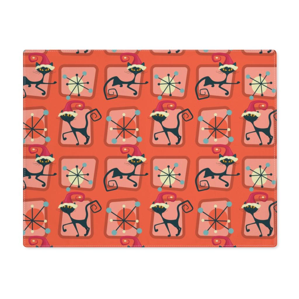 Mod Christmas Atomic Cat Red Placemat | lovevisionkarma.com