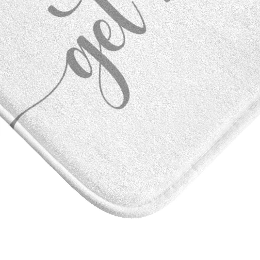 "Get Naked" White Funny Modern Minimalist Bath Mat | lovevisionkarma.com