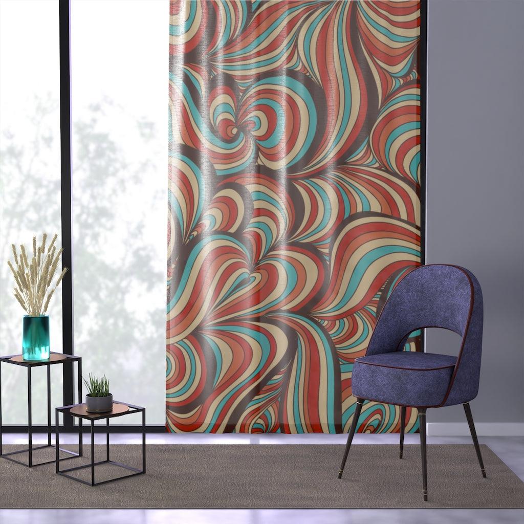 Retro Groovy 60's Swirls Multicolor MCM Window Curtain | lovevisionkarma.com