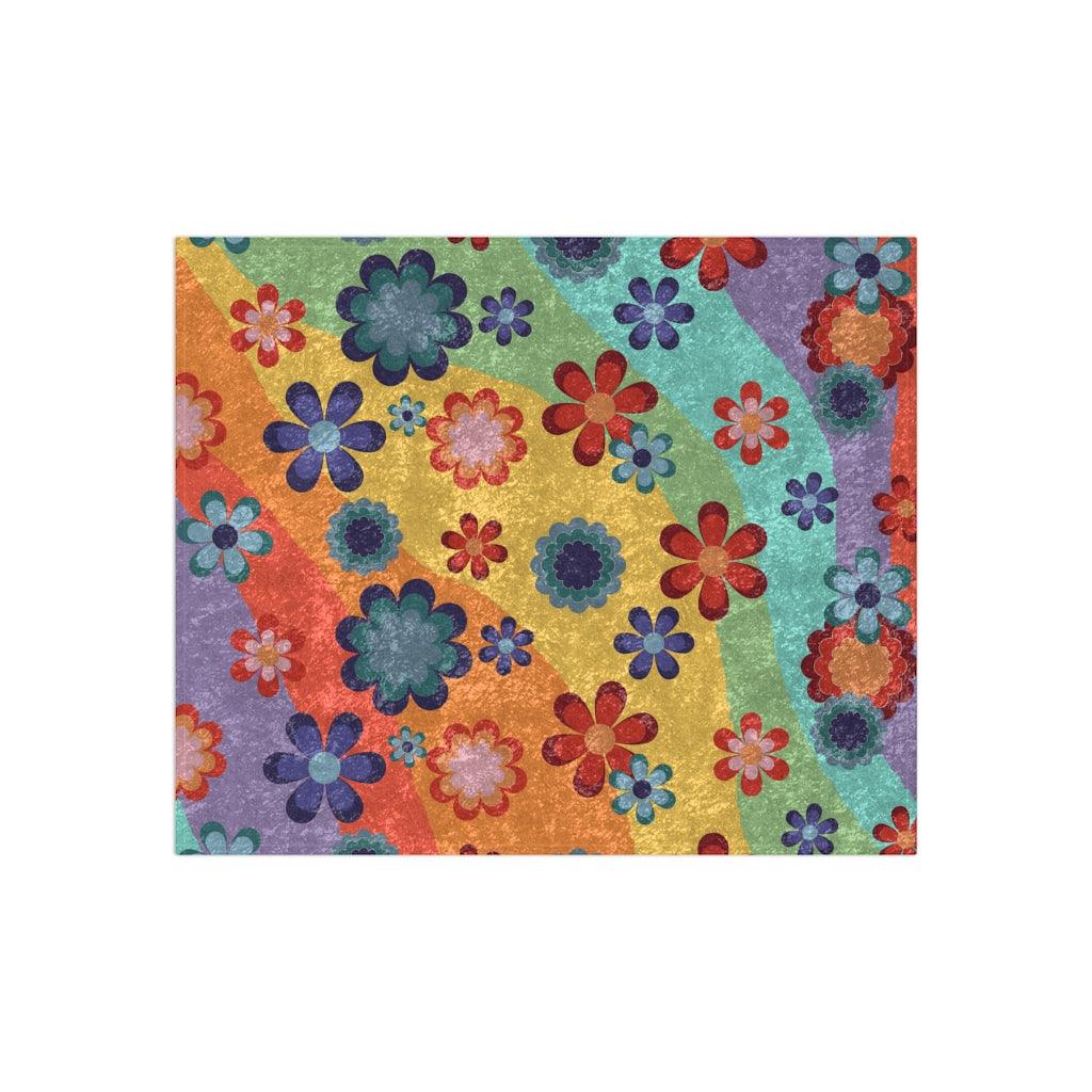 Groovy 60's Flowers Hippie Rainbow Crushed Velvet Blanket | lovevisionkarma.com