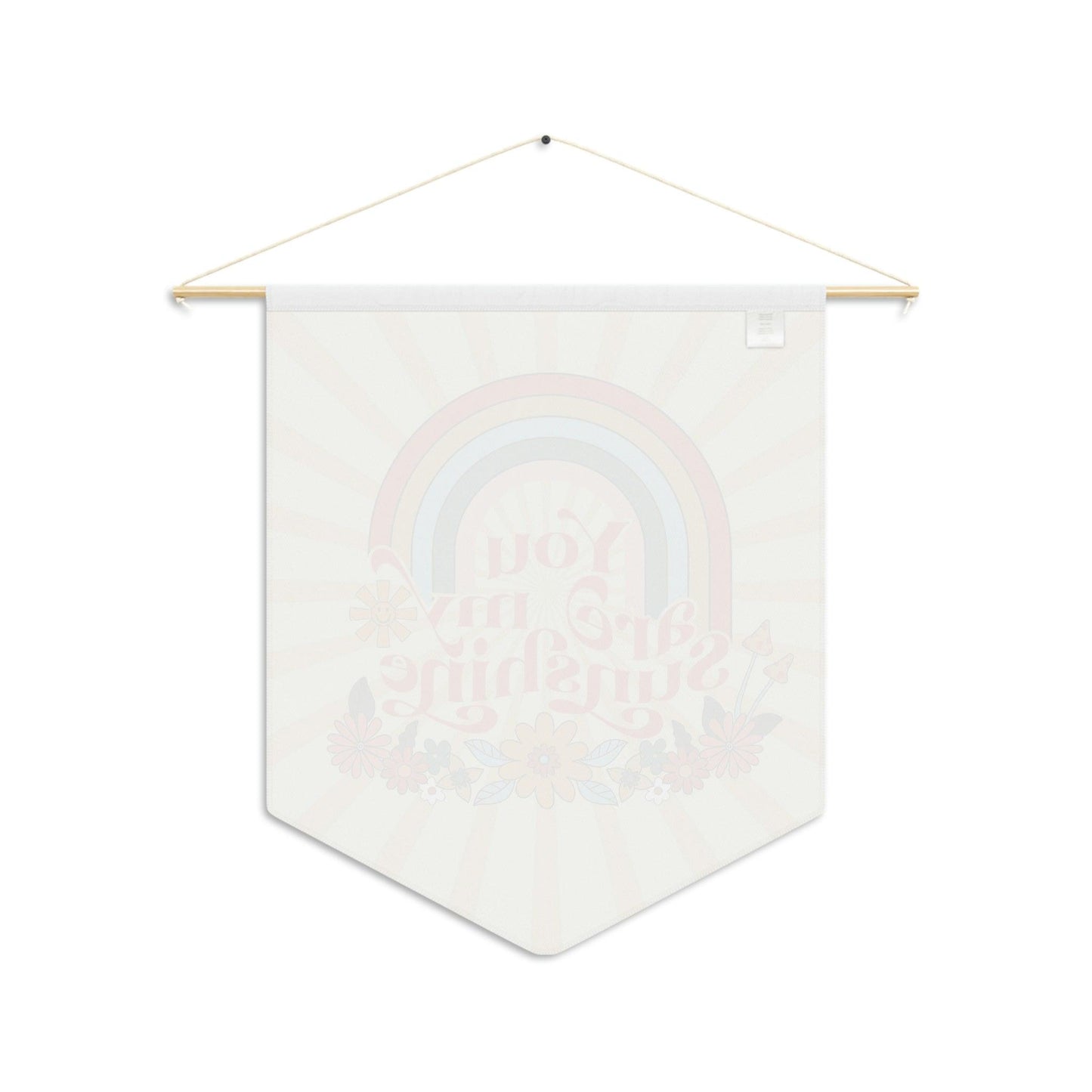 Groovy Retro "You are My Sunshine" Rainbow and Floral MCM Wall Pennant | lovevisionkarma.com