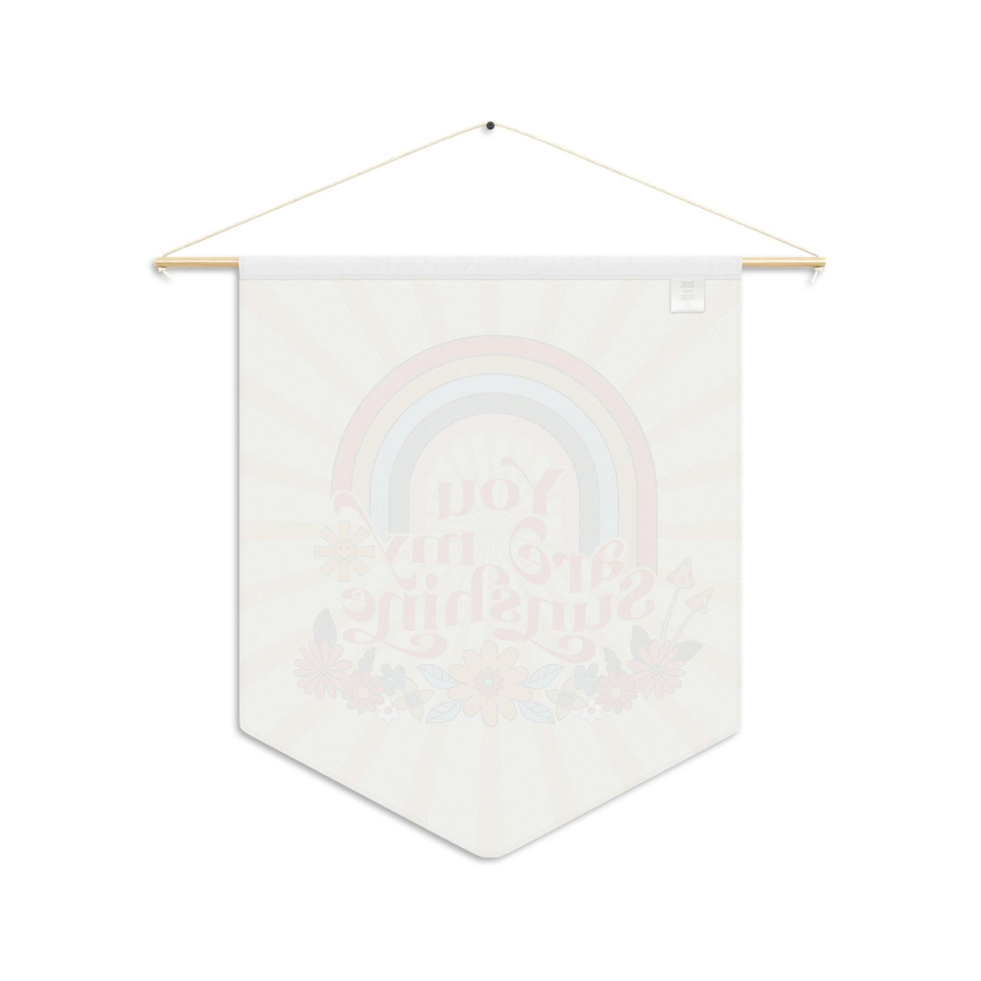 Groovy Retro "You are My Sunshine" Rainbow and Floral MCM Wall Pennant | lovevisionkarma.com