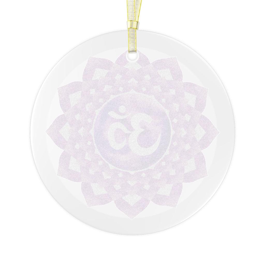 Sahasrara, Crown or Seventh Chakra Om Glass Ornament, Yoga Om Christmas Ornament | lovevisionkarma.com