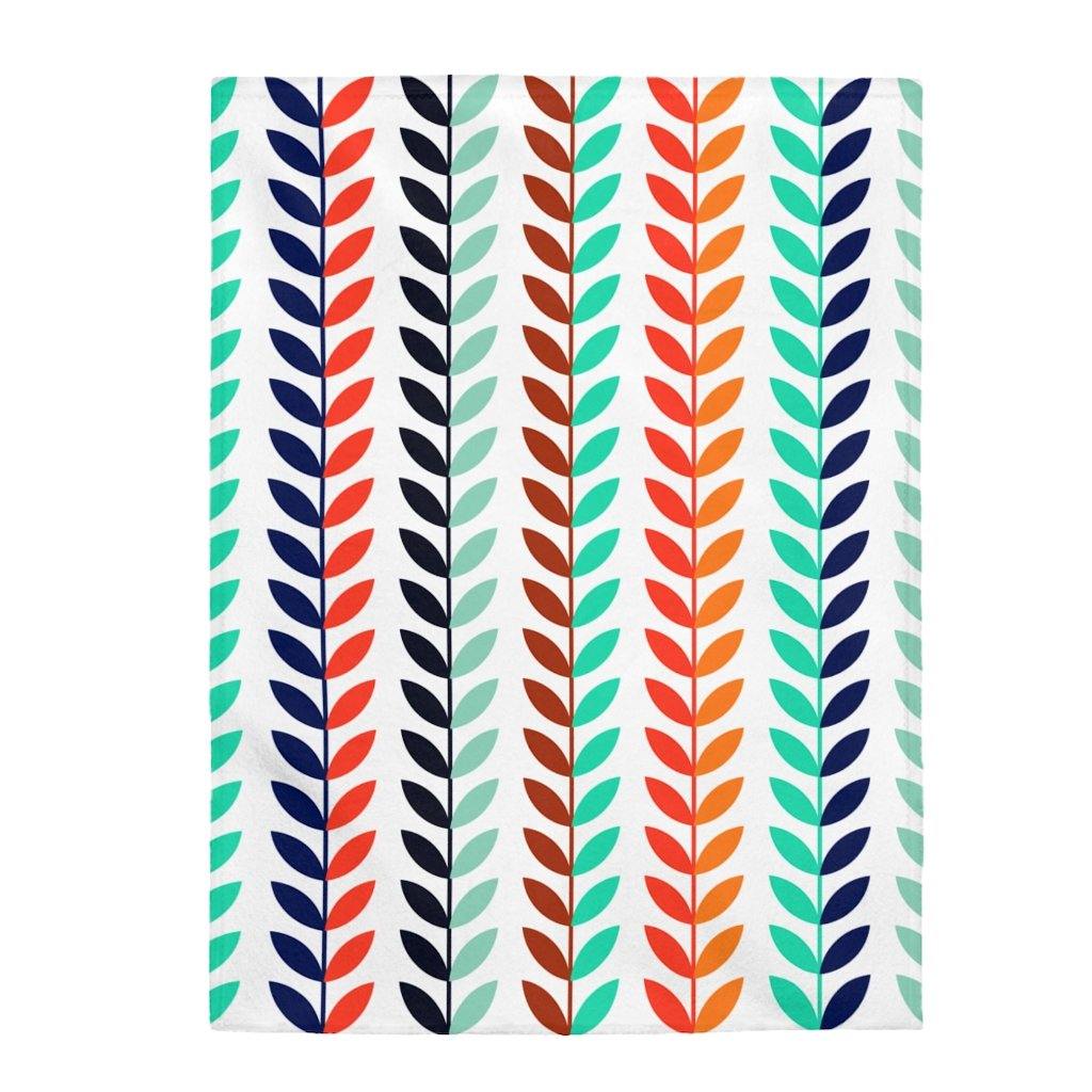 Retro Nordic Mid Century Flower Vines Velveteen Lightweight Blanket | lovevisionkarma.com