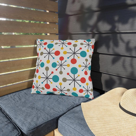 Retro Atomic Star Burst Colorful MCM Outdoor Pillow | lovevisionkarma.com
