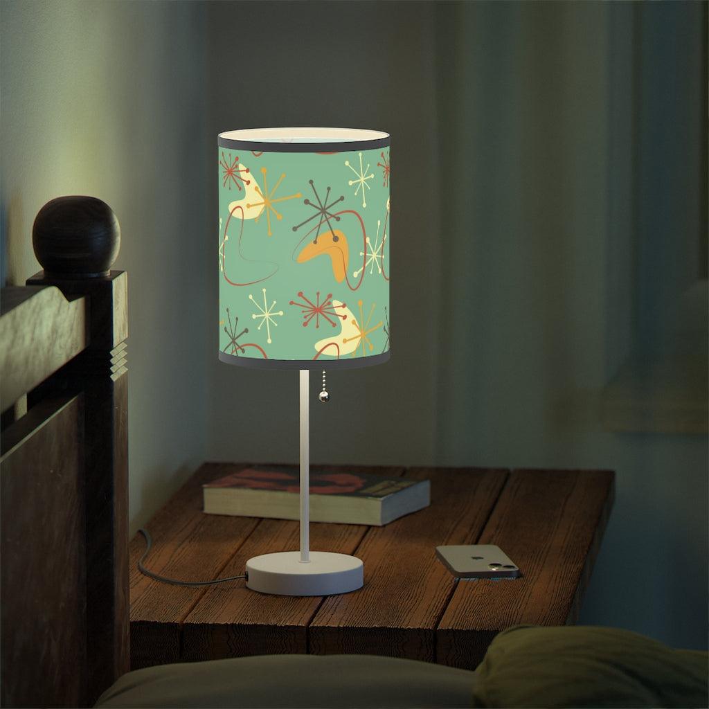 Atomic Boomerang and Burst MCM Teal Tabletop Lamp | lovevisionkarma.com