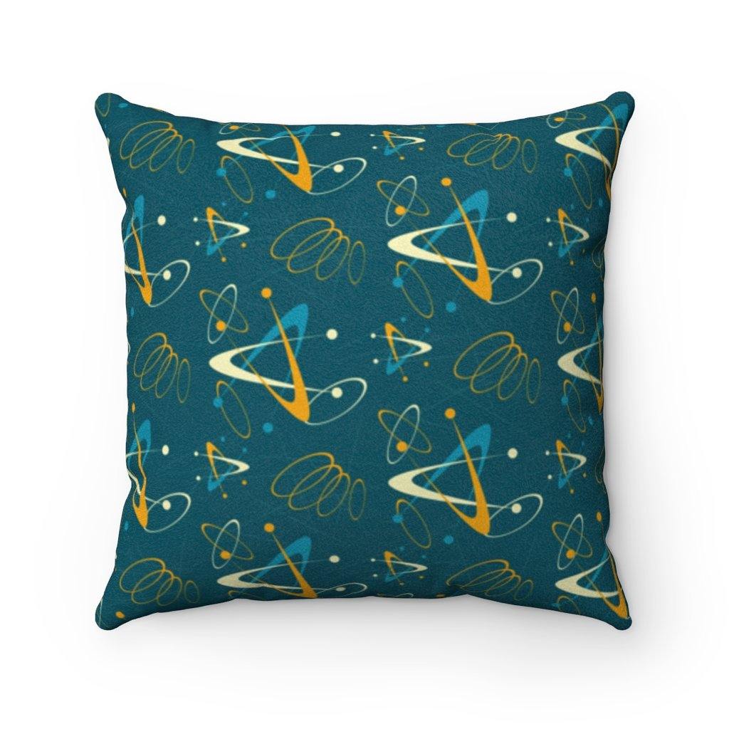 Retro MCM Atomic Boomerang Dark Blue Throw Pillow | lovevisionkarma.com