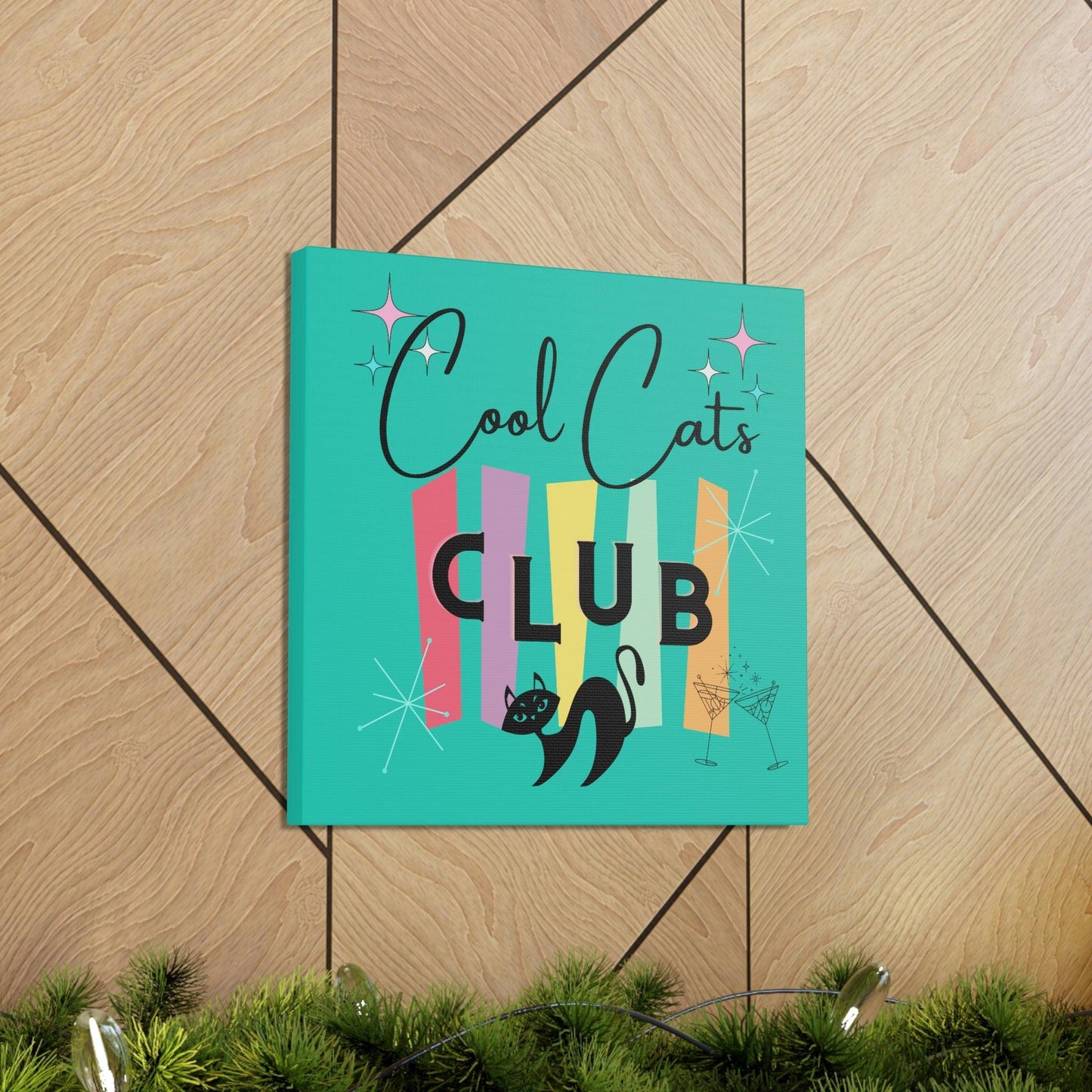 Retro MCM Atomic Cool Cat Starburst Colorful Canvas Gallery Wrap | lovevisionkarma.com