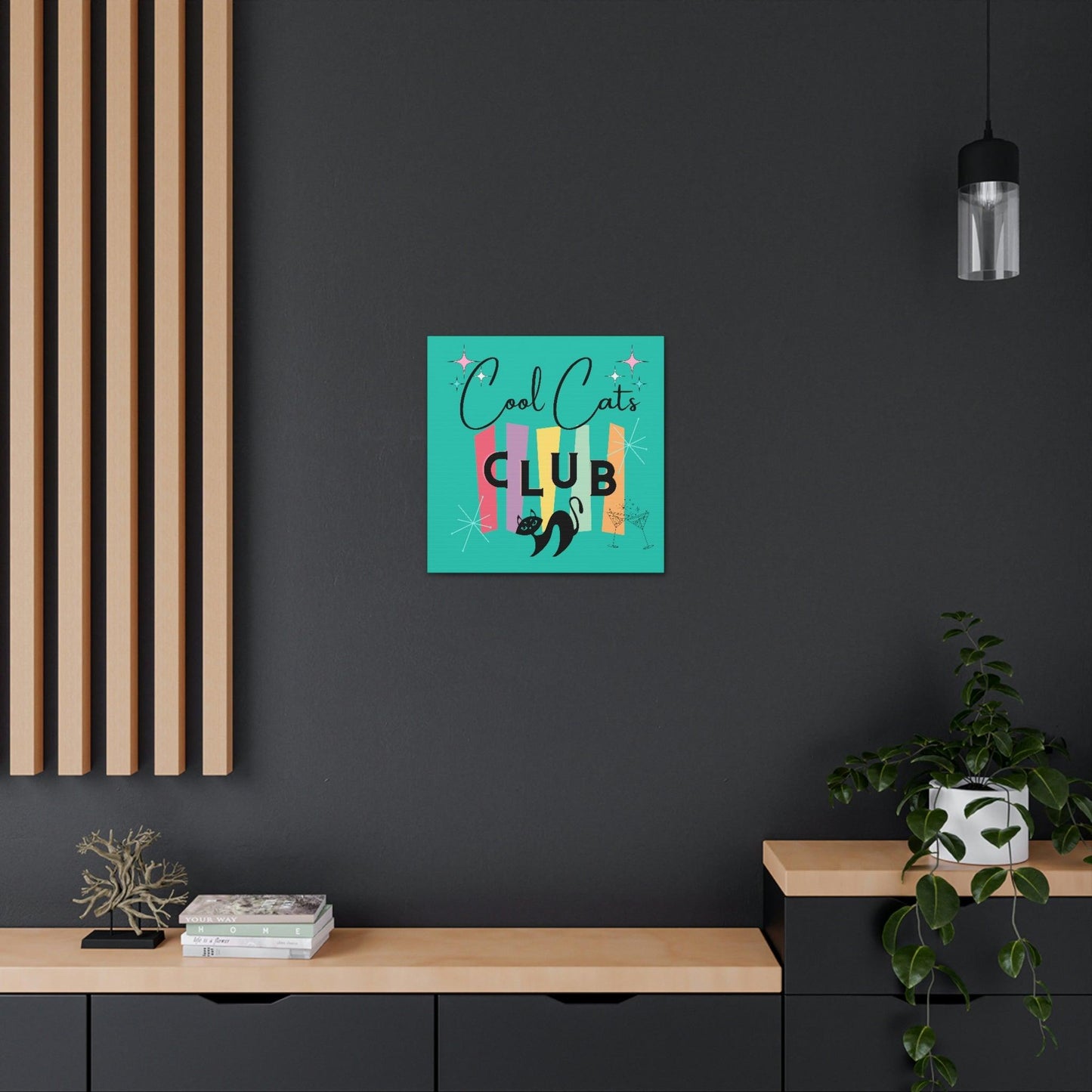 Retro MCM Atomic Cool Cat Starburst Colorful Canvas Gallery Wrap | lovevisionkarma.com