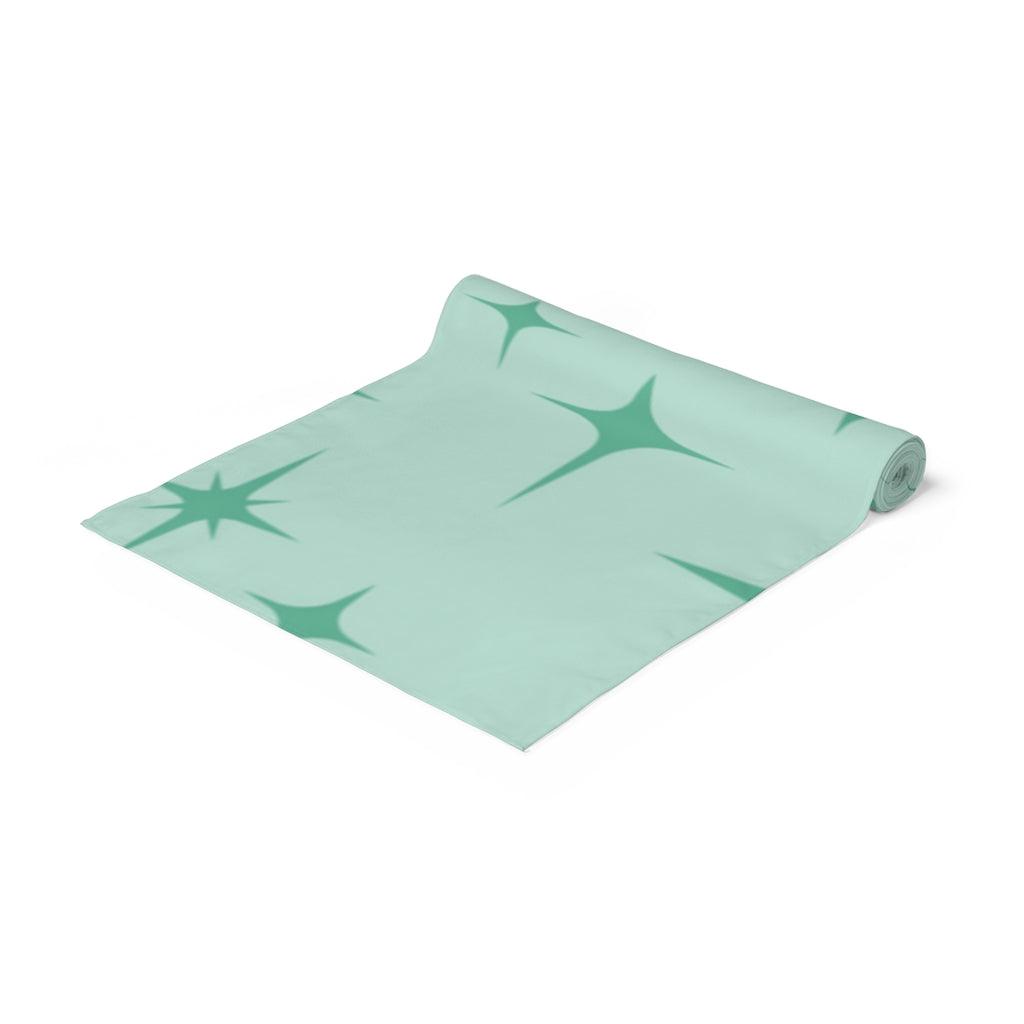 Atomic Starburst Retro MCM Mint Green Table Runner | lovevisionkarma.com