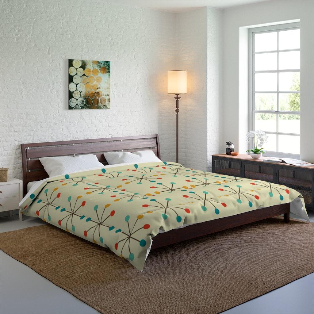 Retro 1950's Atomic Burst Mid Century Modern Comforter | lovevisionkarma.com