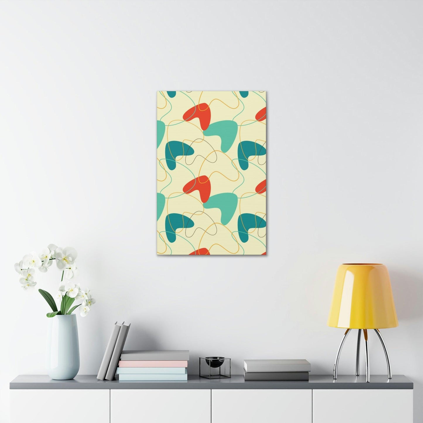 Retro 50s Atomic Boomerang Mid Century Mod, Canvas Gallery Wrap Wall Art | lovevisionkarma.com