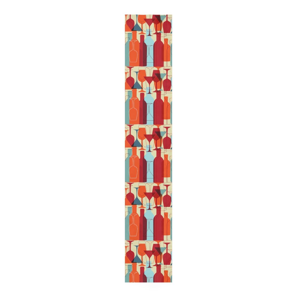 MCM Inspired Cocktail Glasses & Bottles Multicolor Table Runner | lovevisionkarma.com