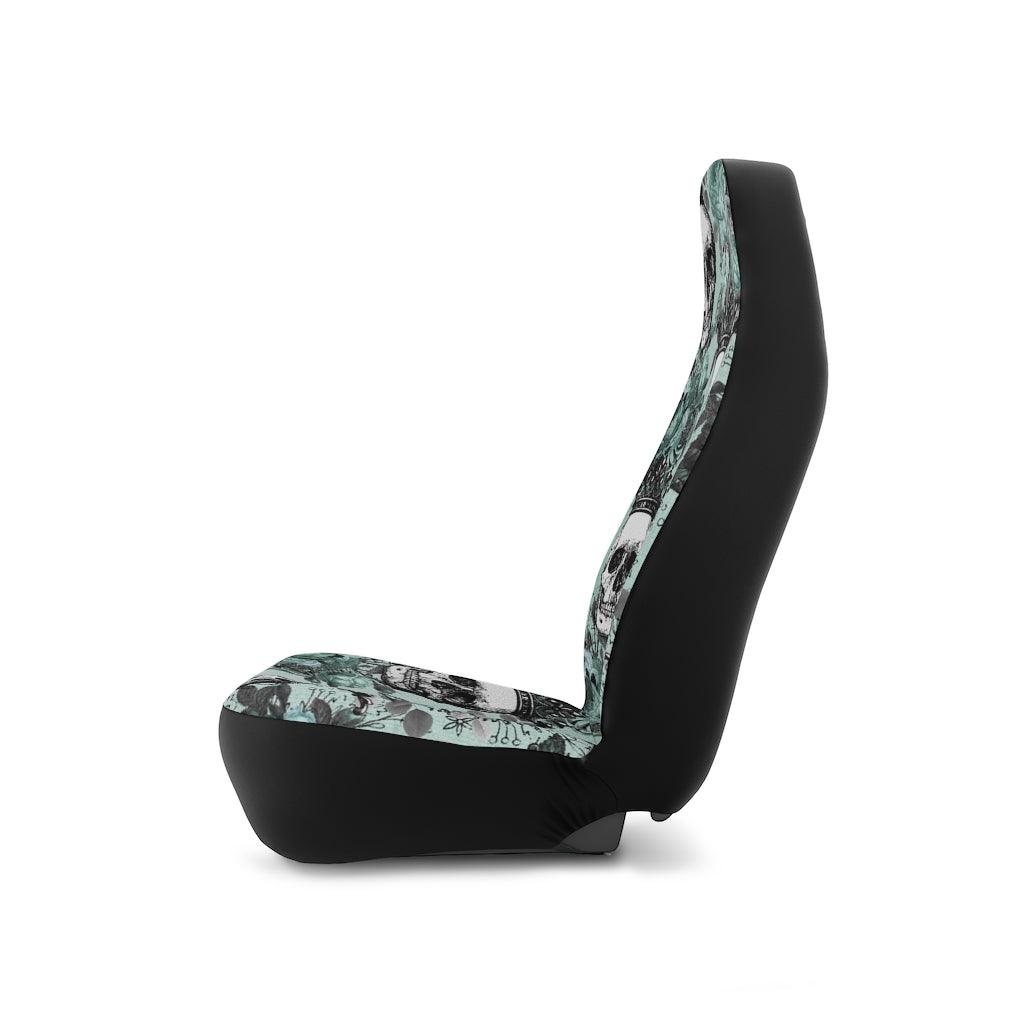 Skull with Crown Glam Goth Pastel Green Car Seat Covers | lovevisionkarma.com