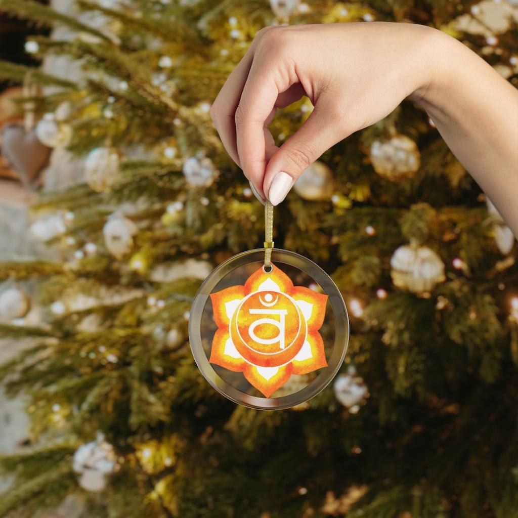 Svadhisthana, Sacral or Second Chakra Glass Ornament, Yoga Christmas Ornament | lovevisionkarma.com
