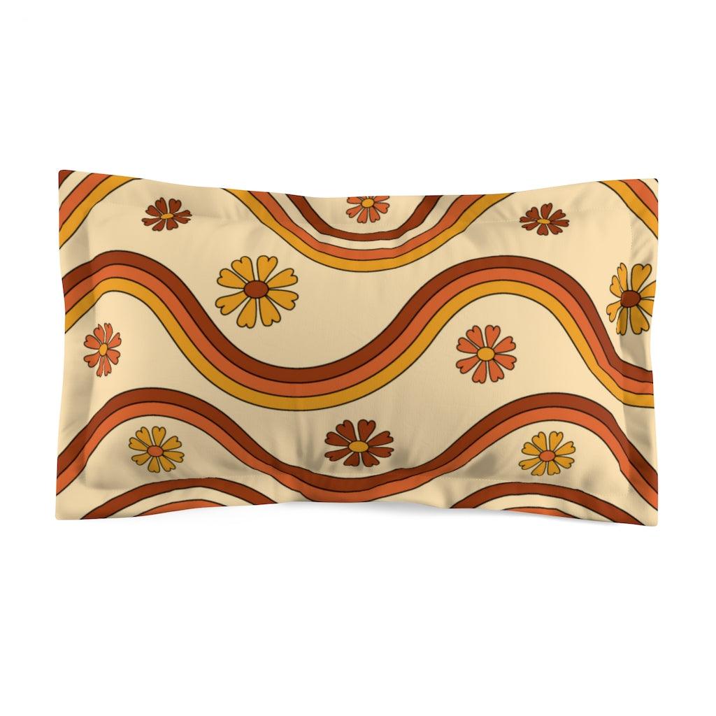 Retro 60s, 70s, Boho Flowers and Rainbows Multicolor Pillow Sham | lovevisionkarma.com