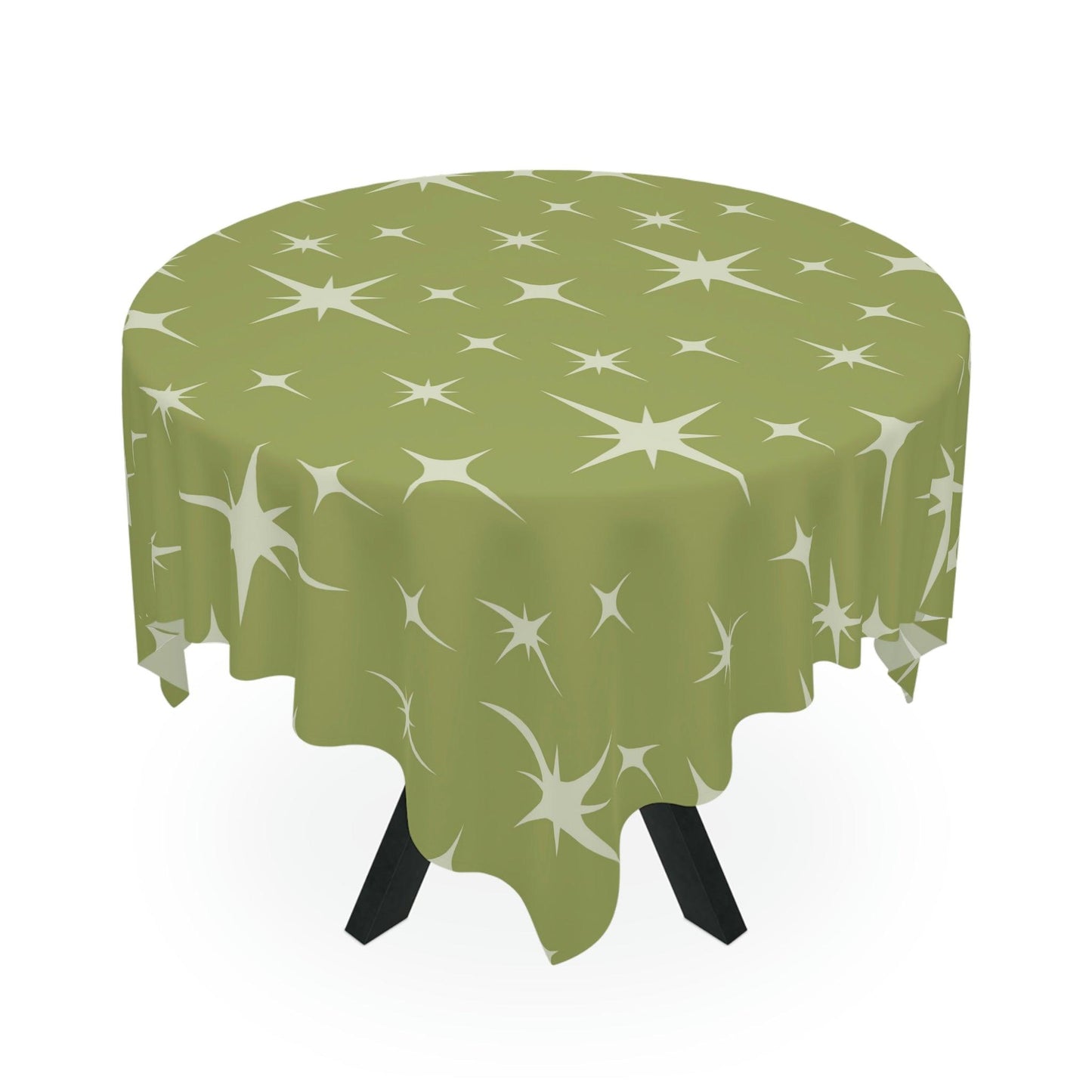 Retro 50s Starburst Mid Century Mod Green Tablecloth | lovevisionkarma.com