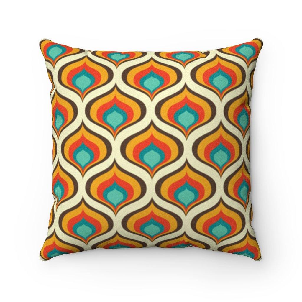 Retro 60s 70s Mid Century Geo Onion Blue & Orange Pillow | lovevisionkarma.com