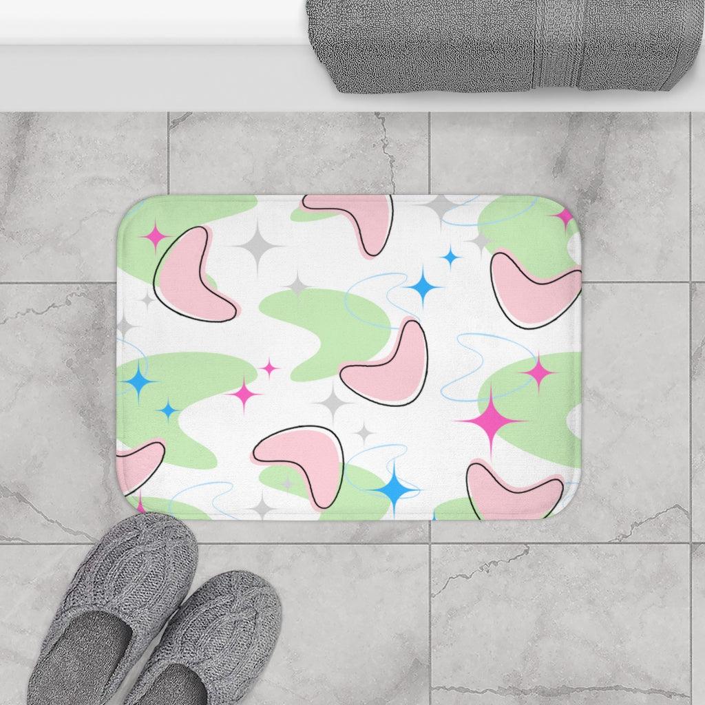 MCM Atomic Starbursts & Boomerangs Multicolor Bath Mat | lovevisionkarma.com