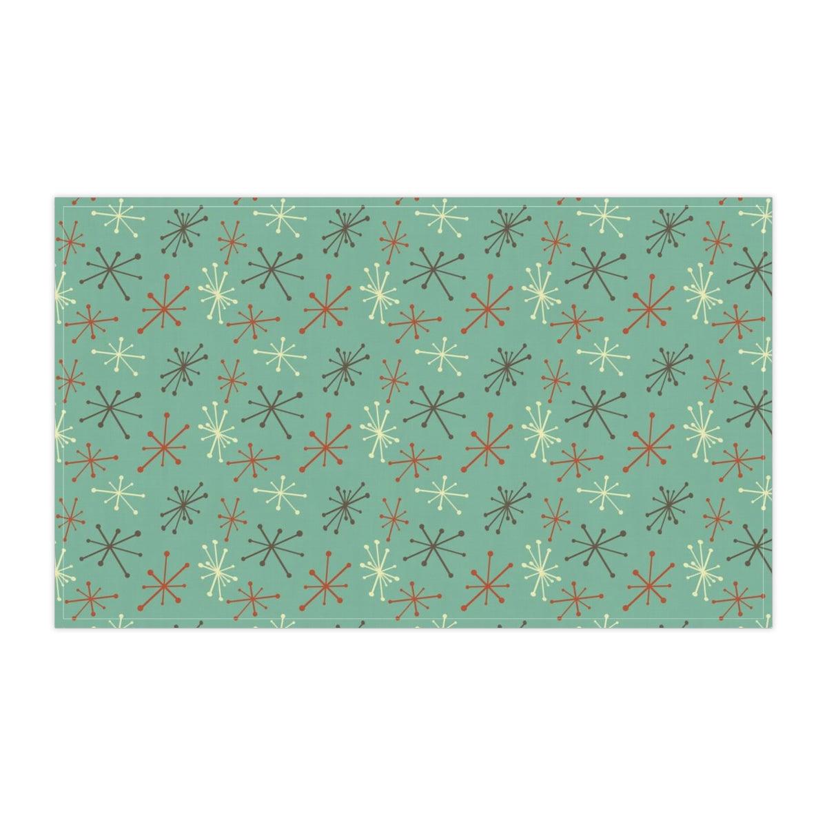 Retro 50s Atomic Burst MCM Teal Tea Towel | lovevisionkarma.com