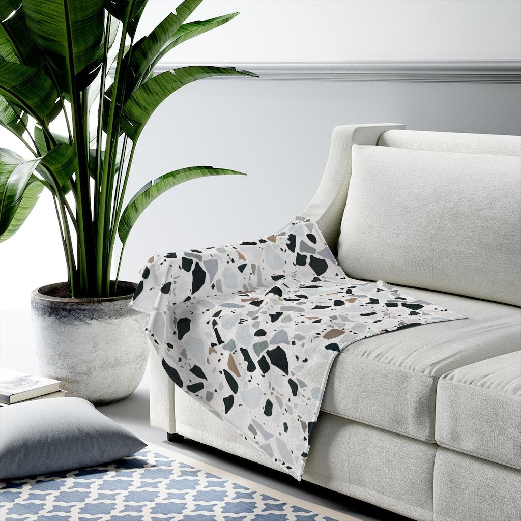 Terrazzo Print Modern Minimalist Velveteen Lightweight Blanket | lovevisionkarma.com