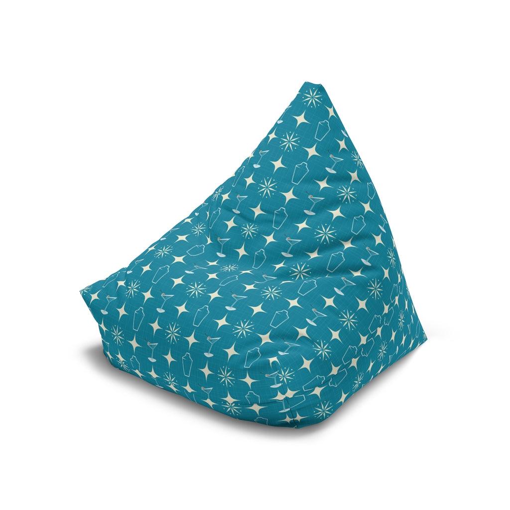 Retro Atomic Burst, Martinis & Shakers MCM Blue Bean Bag Chair COVER | lovevisionkarma.com