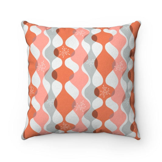 Mid Century Mod Atomic Age Starbursts Pink & Grey Pillow | lovevisionkarma.com