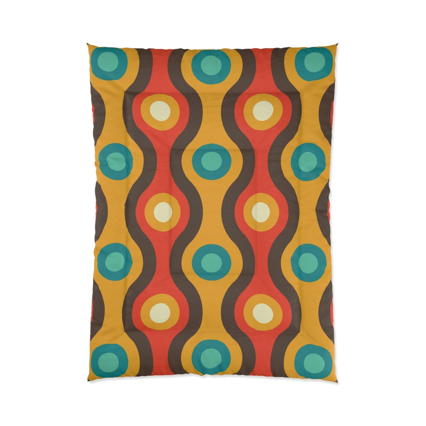 Retro 60s 70s Waves Mid Century Mod Brown & Orange Comforter | lovevisionkarma.com