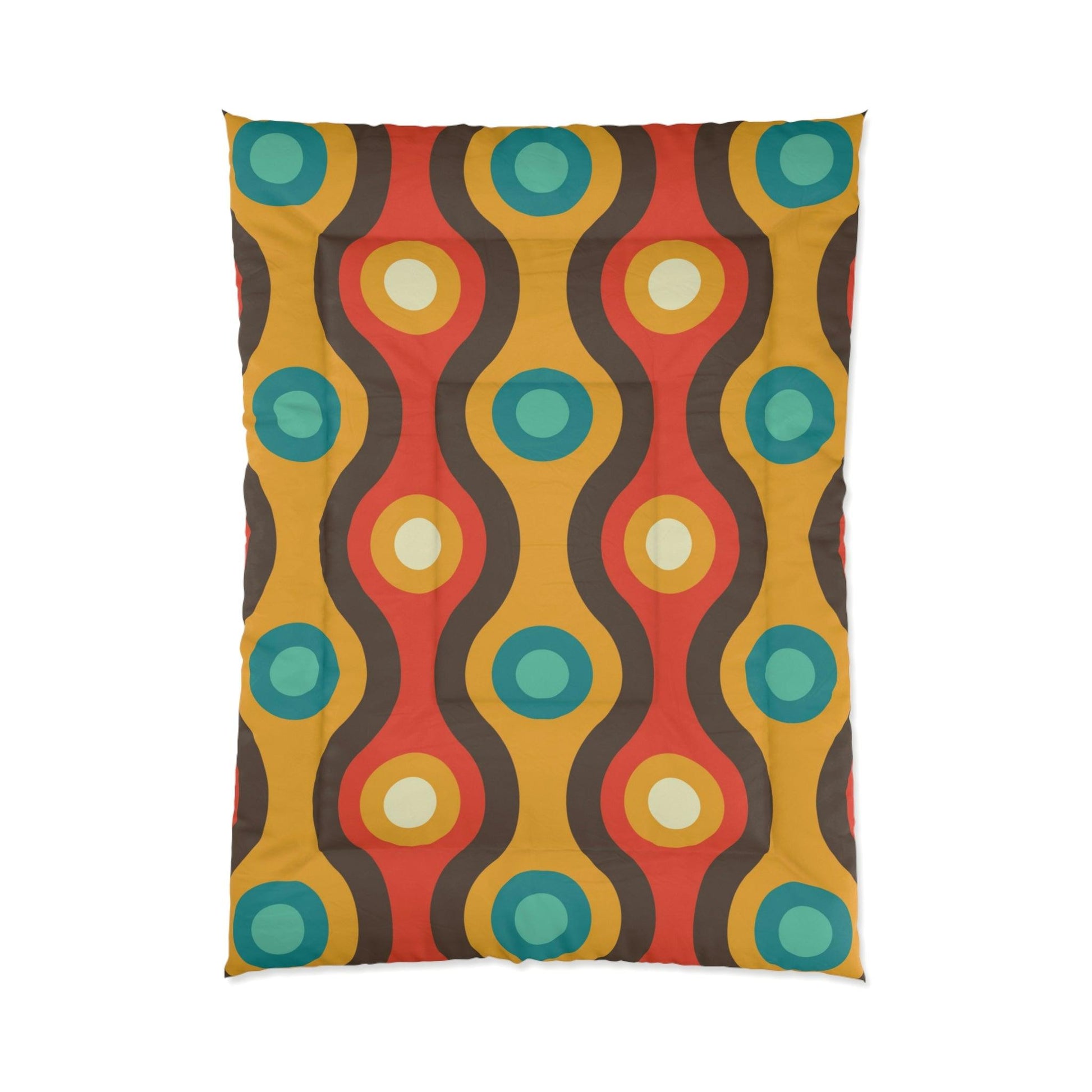 Retro 60s 70s Waves Mid Century Mod Brown & Orange Comforter | lovevisionkarma.com
