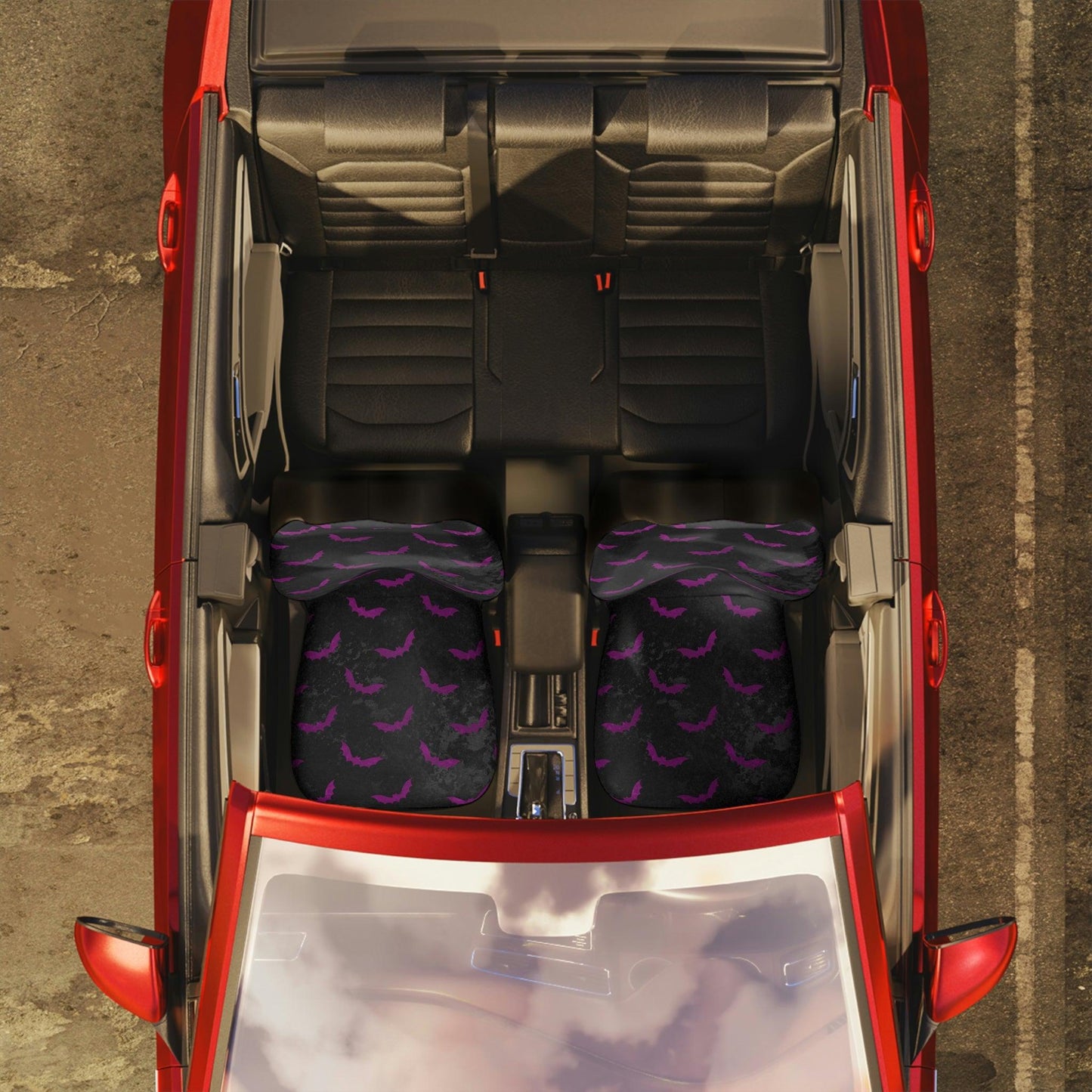 Bats Distressed Style Purple & Black Glam Goth Car Seat Covers | lovevisionkarma.com