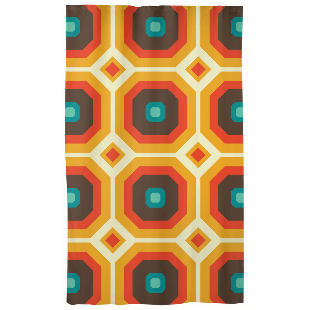 Retro 70s Mid Century Geo Brown & Orange Curtains | lovevisionkarma.com
