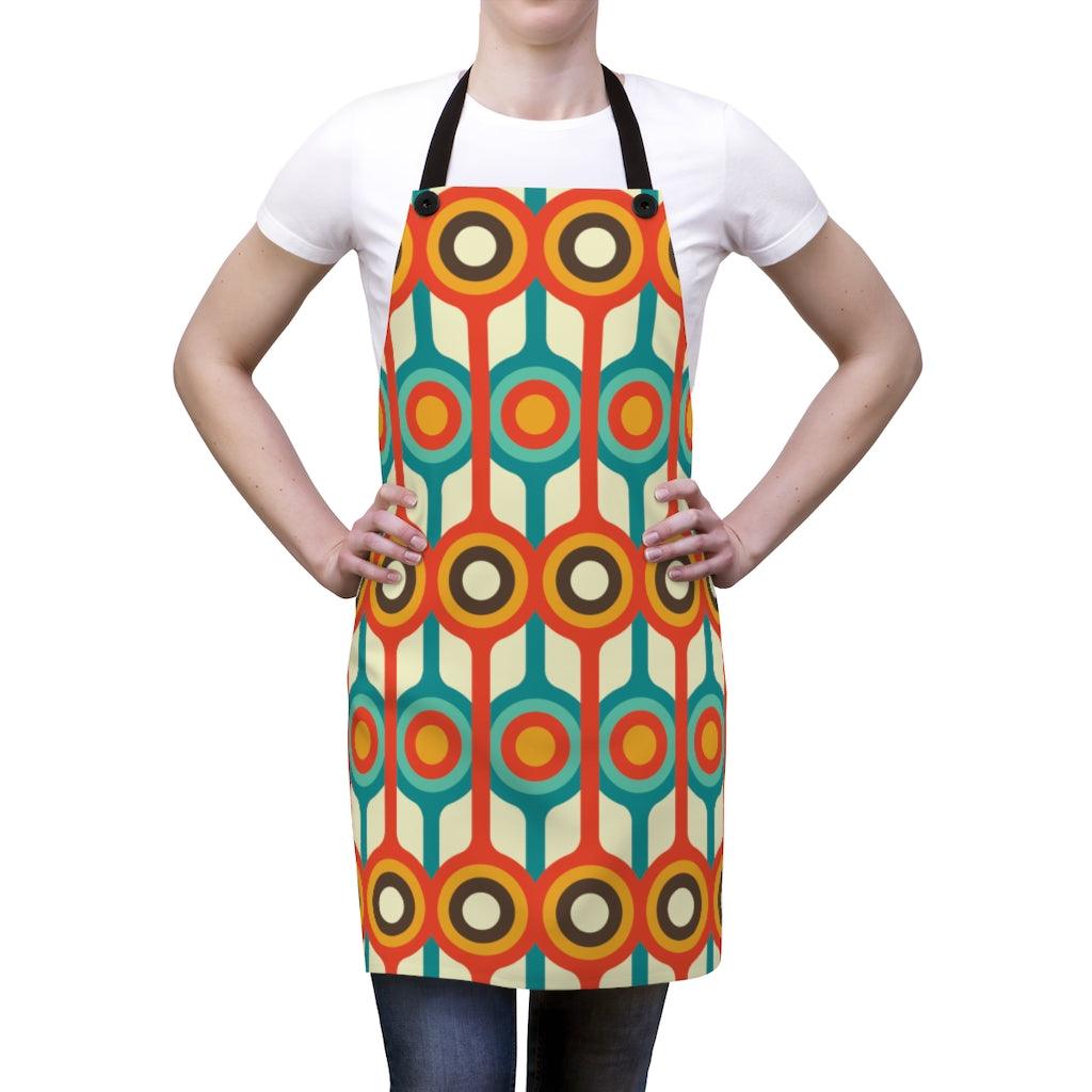 Retro Mid Century Circles & Lines Multicolor Apron | lovevisionkarma.com