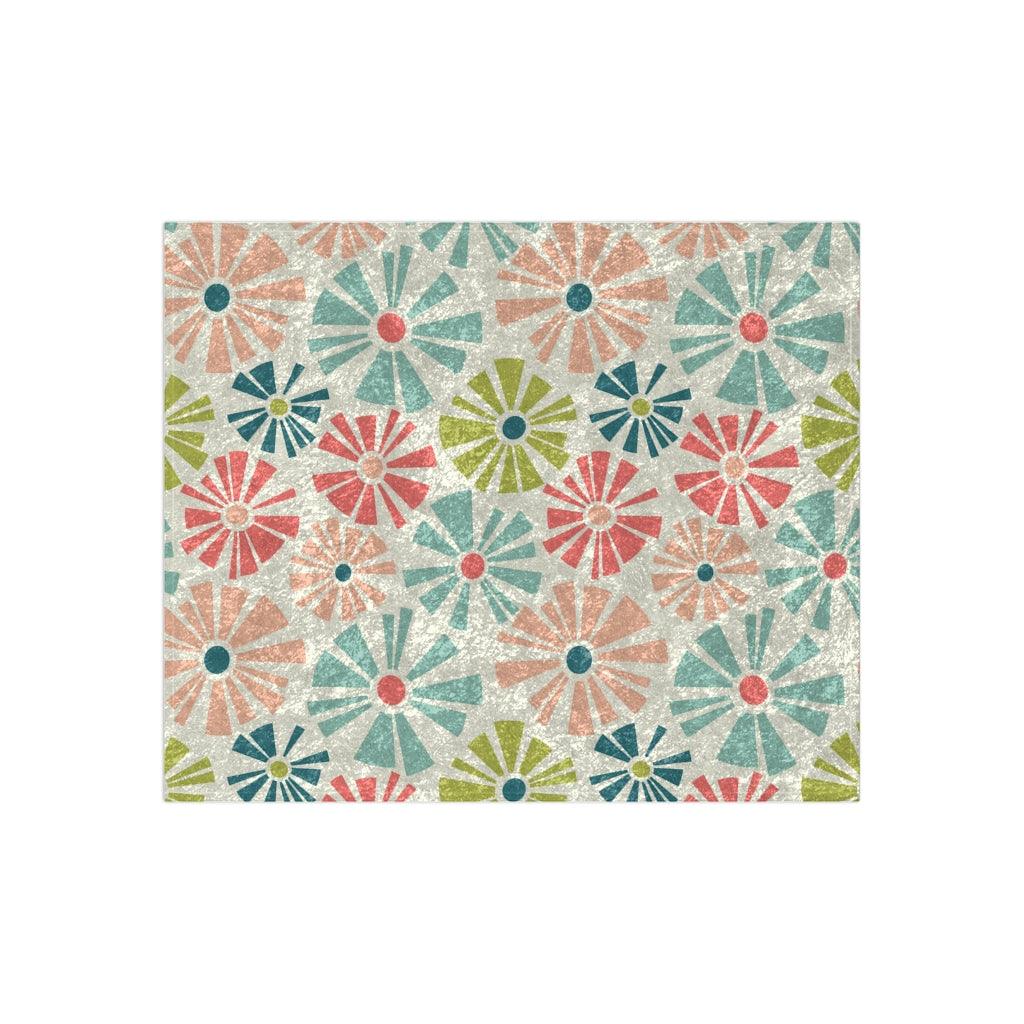 Mod Boho Flowers MCM Multicolor Crushed Velvet Blanket | lovevisionkarma.com