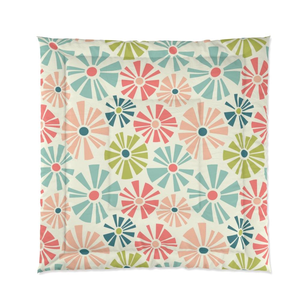 Retro Mod Flowers Boho MCM Multicolor Comforter | lovevisionkarma.com
