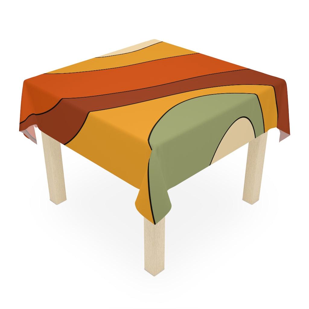 Retro 60s 70s Groovy Orange, Mustard & Green MCM Tablecloth | lovevisionkarma.com