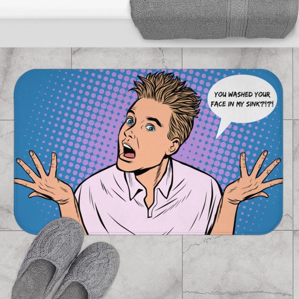 "Washed Your Face" Comic Pop Art Funny Bath Mat | lovevisionkarma.com