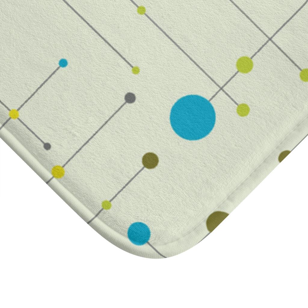 Retro 1950's Mid Century Blue & Green Lines Bath Mat | lovevisionkarma.com