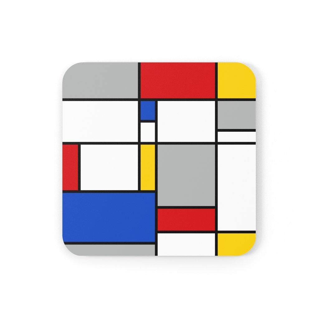 Retro Mondrian Inspired Multicolor Abstract Art Coaster Set | lovevisionkarma.com
