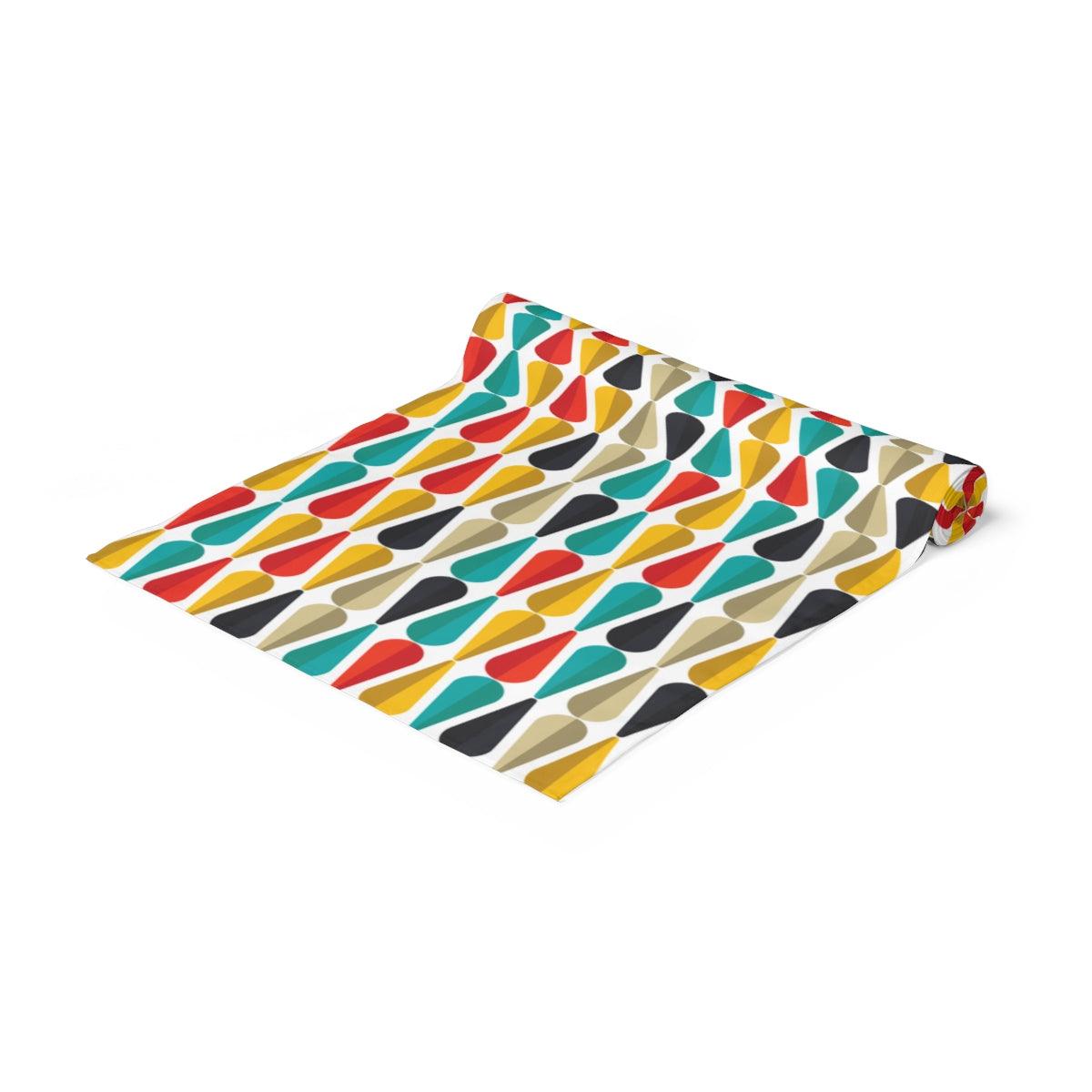 Retro 1950s Geometric MCM Multicolor Table Runner | lovevisionkarma.com