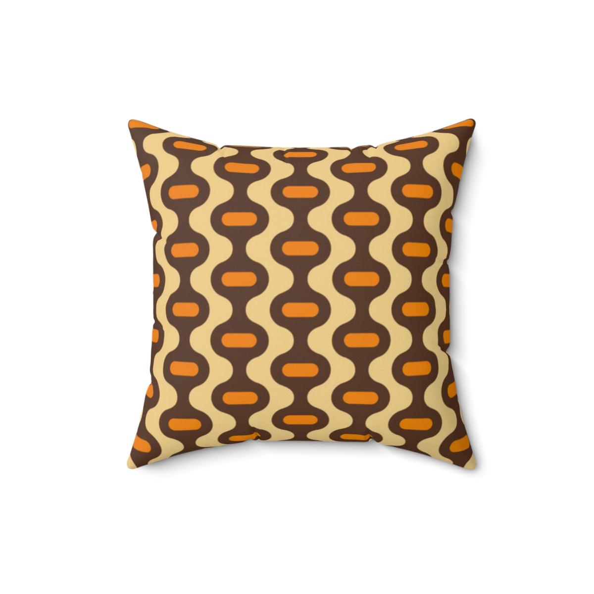 Retro 60s 70s Funky Brown & Beige Throw Pillow | lovevisionkarma.com