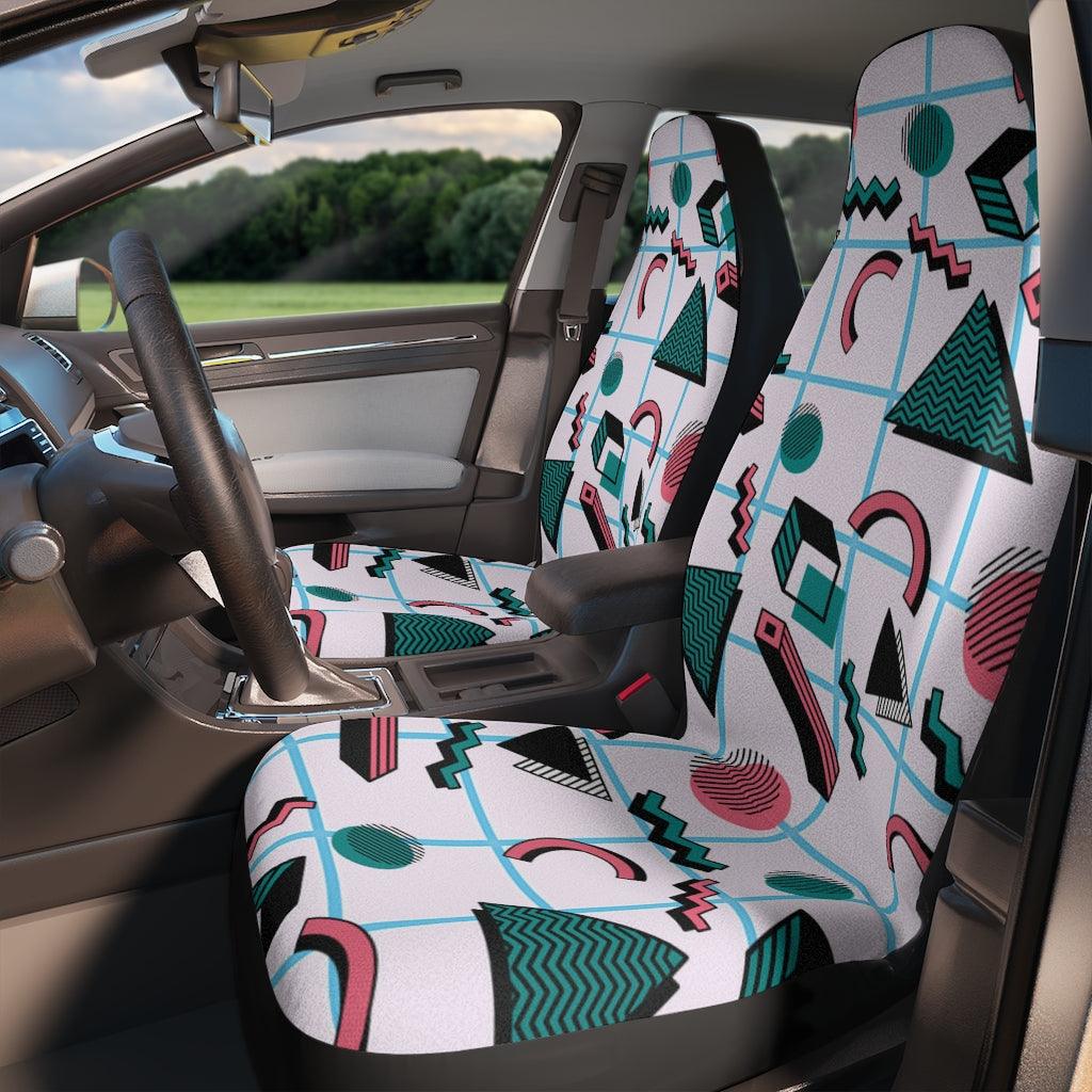Retro 80s 90s Aesthetic Abstract Car Seat Covers | lovevisionkarma.com