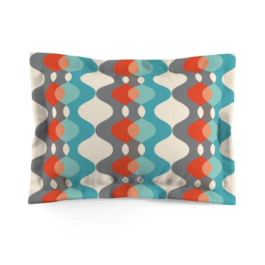 Mid Mod Waves Retro Orange, Blue and Grey Microfiber Pillow Sham | lovevisionkarma.com