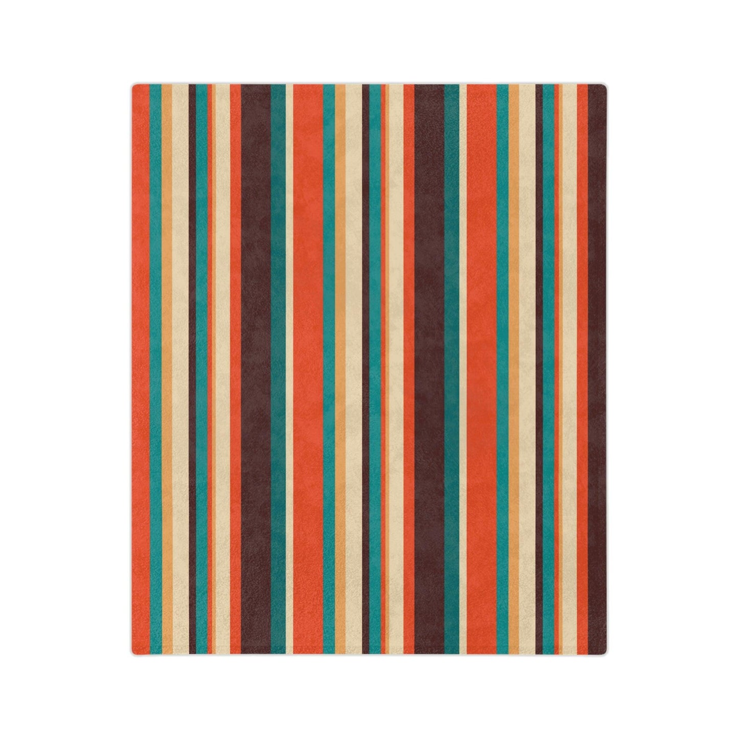 Retro 60s 70s Mid Century Stripes Brown, Orange & Cream Velveteen Minky Blanket | lovevisionkarma.com