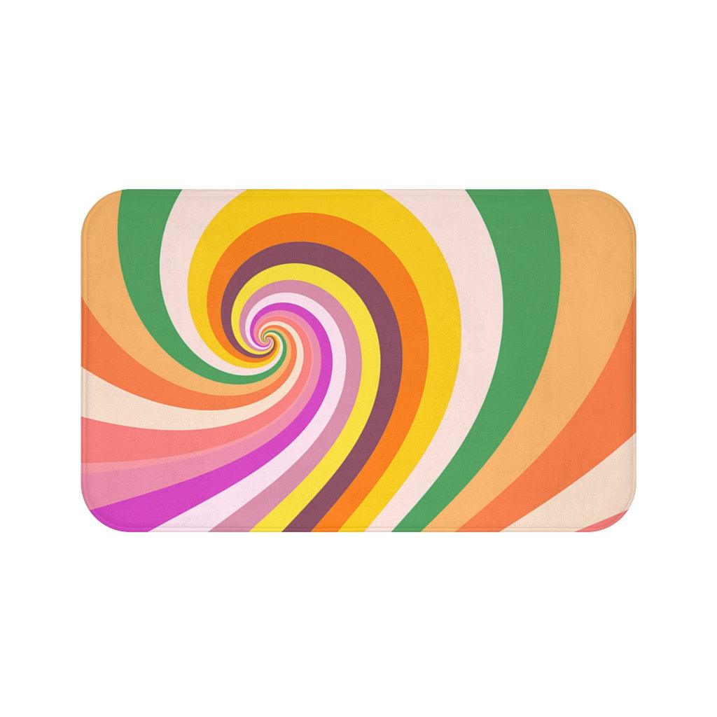 Groovy 60's Candy Swirl Colorful MCM Bath Mat | lovevisionkarma.com