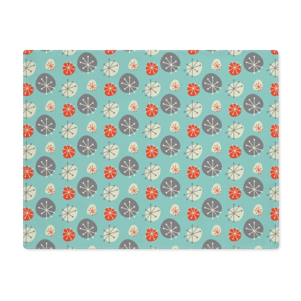 Mid Century Starburst Blue, Grey & Orange Placemat | lovevisionkarma.com