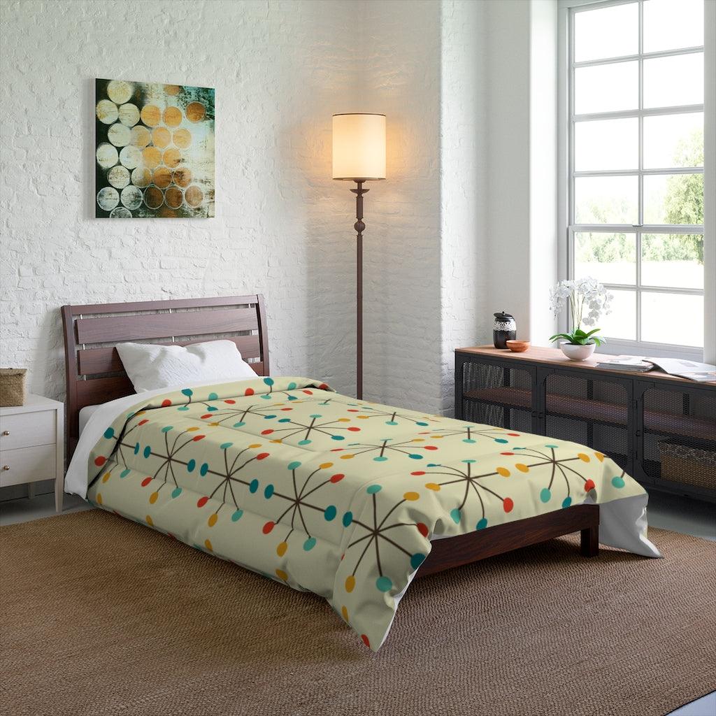 Retro 1950's Atomic Burst Mid Century Modern Comforter | lovevisionkarma.com