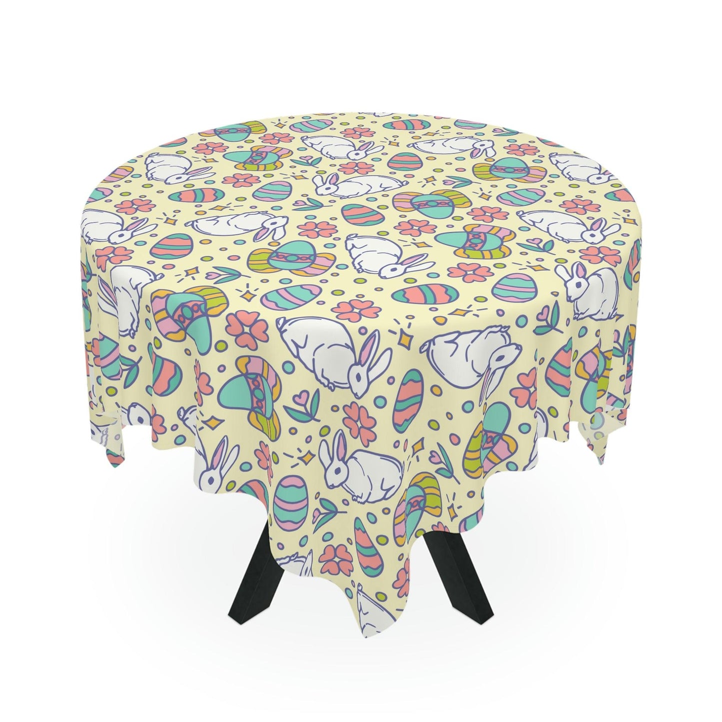 Retro Easter Bunny and Eggs Whimsical Tablecloth | lovevisionkarma.com