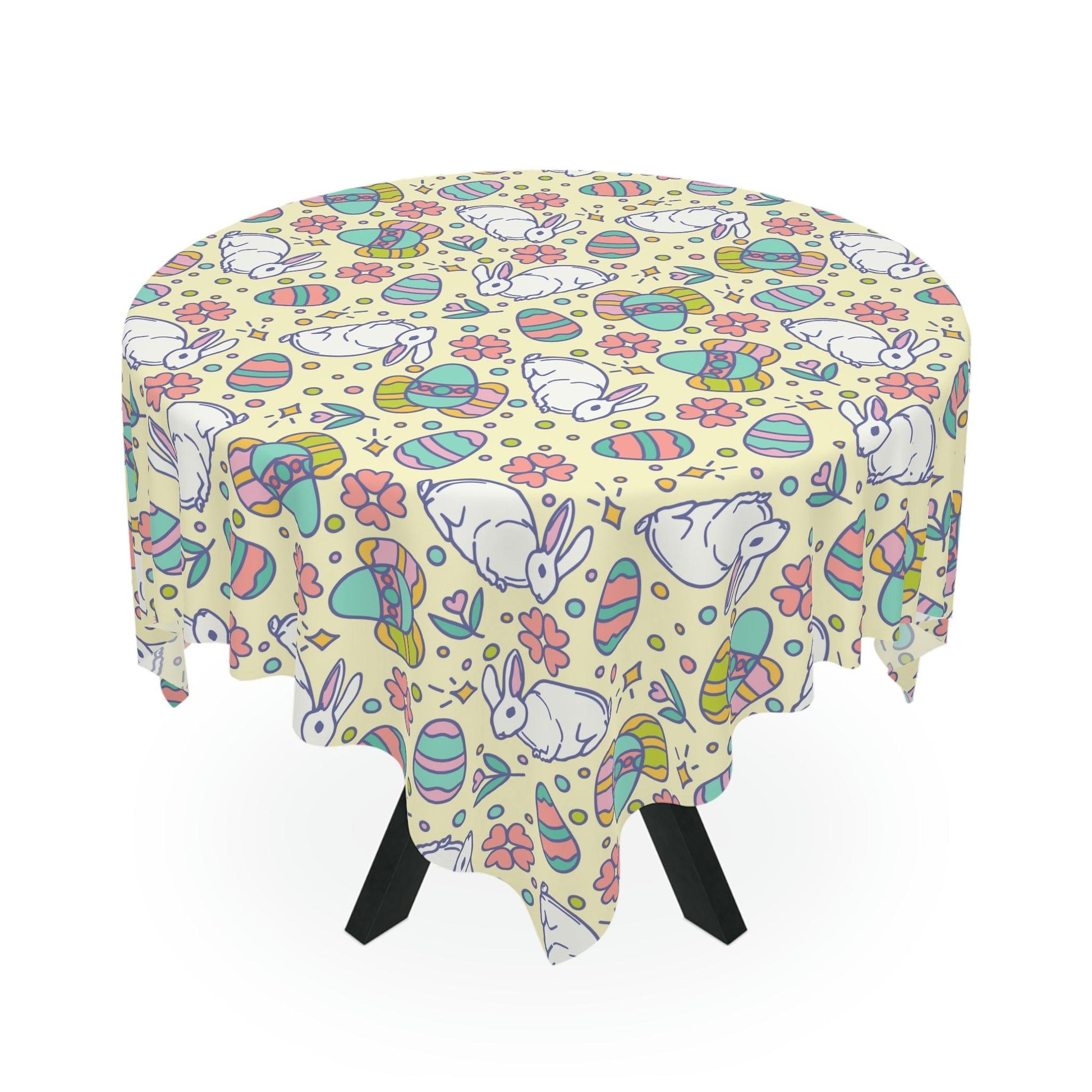 Retro Easter Bunny and Eggs Whimsical Tablecloth | lovevisionkarma.com