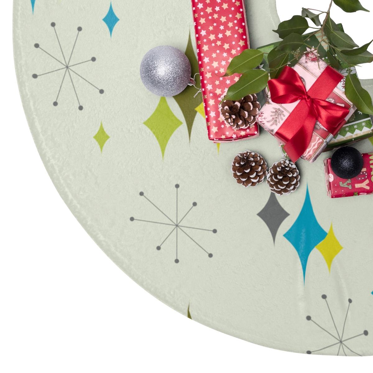 Atomic Burst and Diamonds Blue & Green MCM Christmas Tree Skirt | lovevisionkarma.com